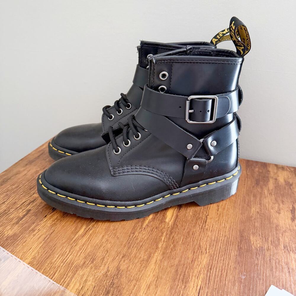 NEW Dr. Martens Cristofor Leather Harness Lace Up Boots Black Women's Size 6 - Picture 9 of 11